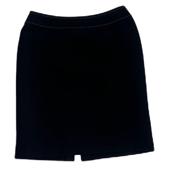 Tahari Suit Arthur Levine Skirt Size 6P Black White Stitched Trim Cuffed Sleeve - Picture 3 of 15